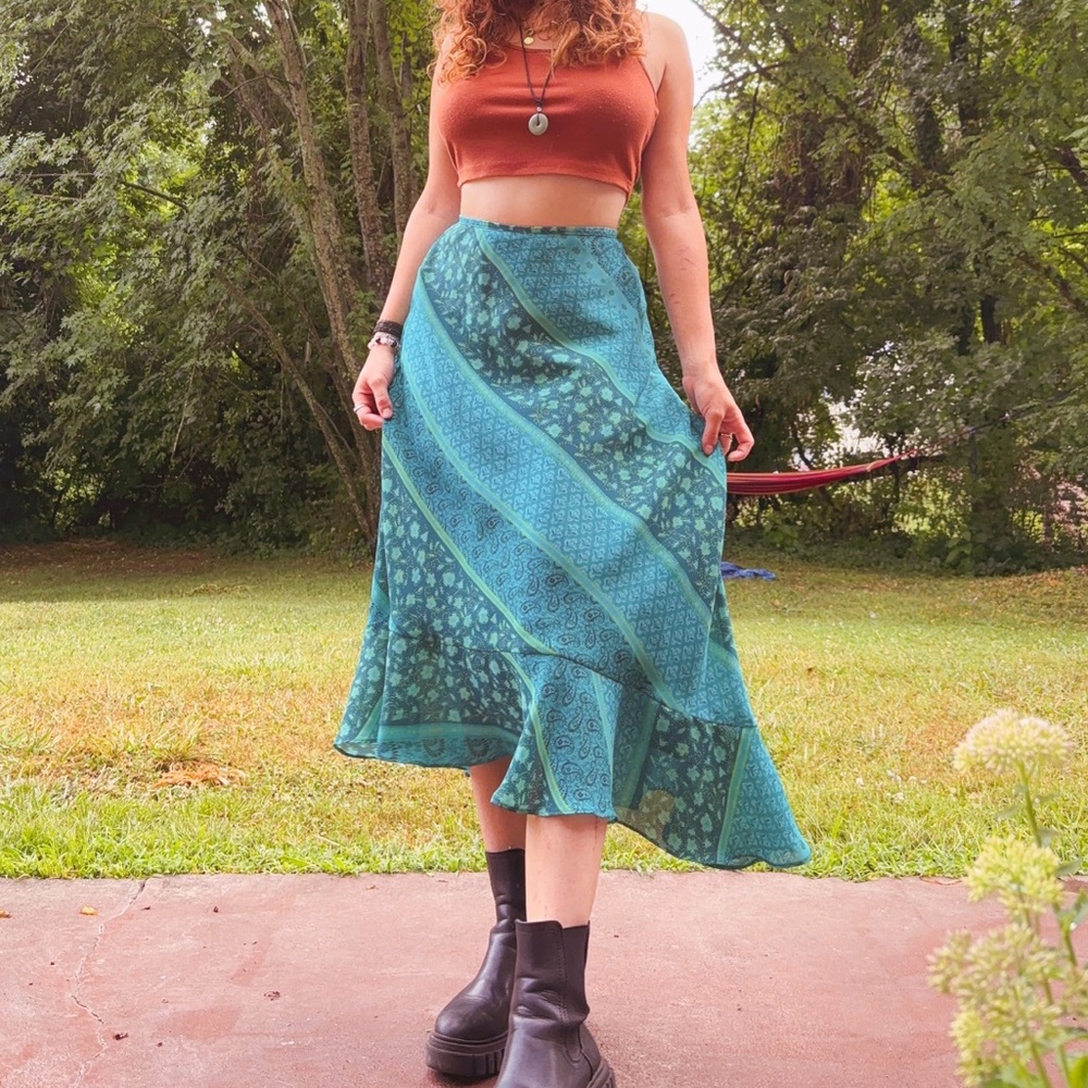 vintage asymmetrical maxi skirt.